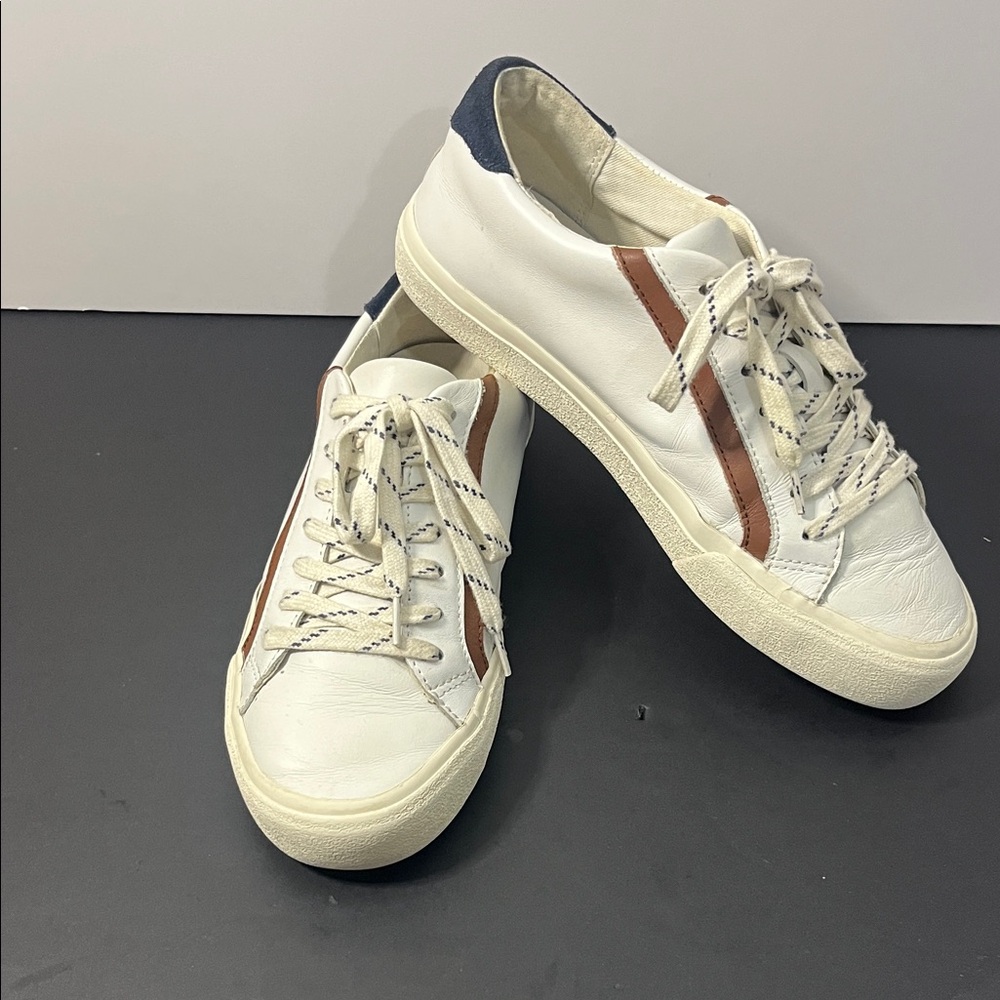 Madewell Women’s White and Brown Leather Sneakers - Size 7.5